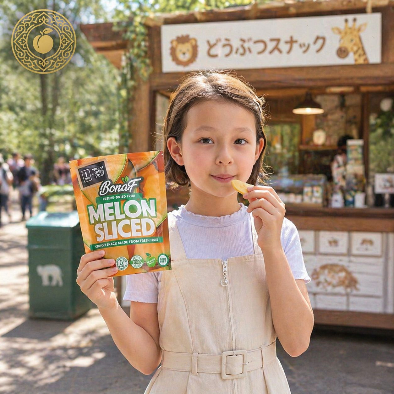 children are eating freeze dried melon
