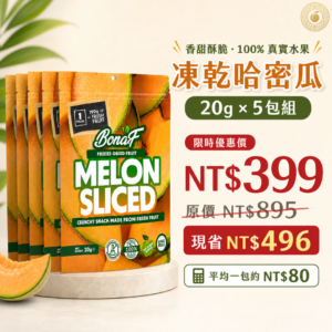 bonaf 冷凍乾燥哈密瓜 20g × 5包｜無添加糖・天然水果零食